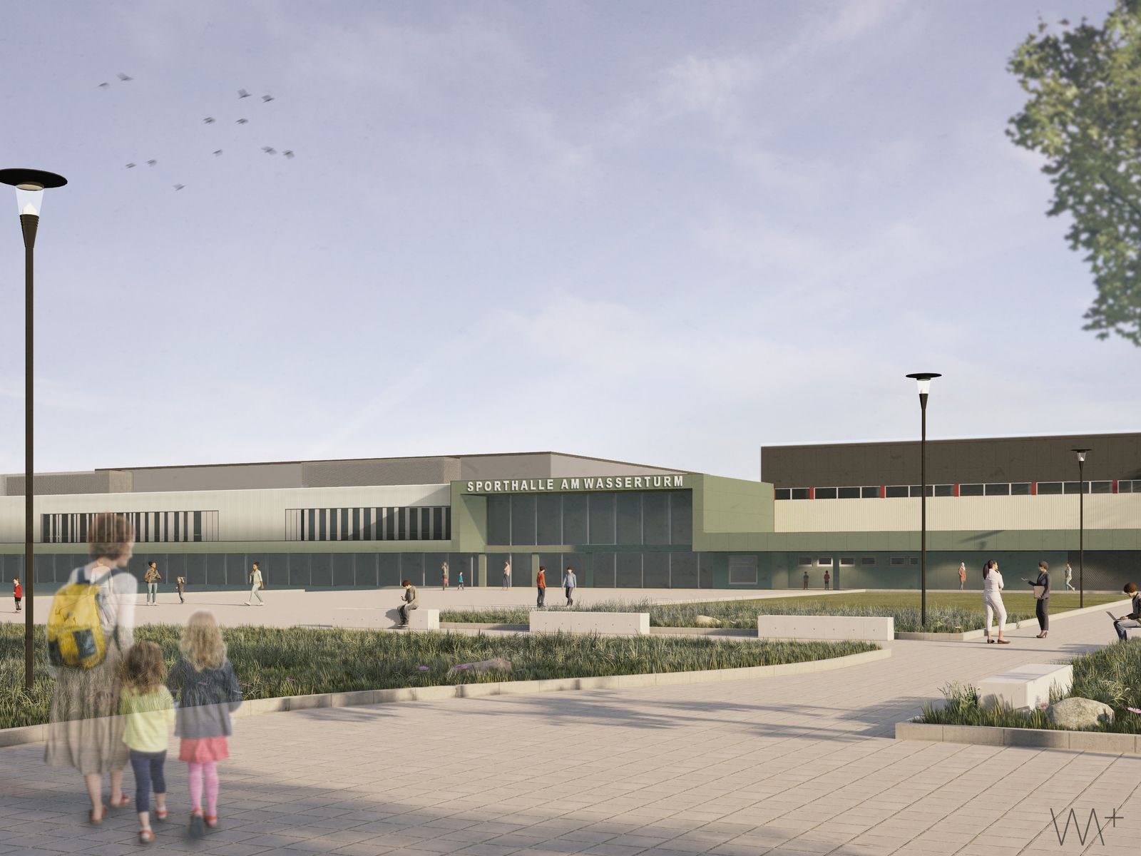Außenansicht Eingangsbereich Sporthalle
